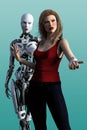 Female Cyborg and Human Woman