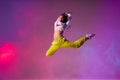 Female dancer making acrobatic movies Royalty Free Stock Photo