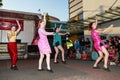 Female dancers performing in the street