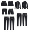 Female denim collection. technical sketches