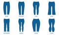 Female Denim Pants Style. Type of Woman Jeans. Skinny, Boyfriend, Loose, Slim, Straight, Mom, Flare, Wide Jeans