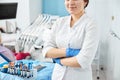 Medical person posing for camera in dental office Royalty Free Stock Photo