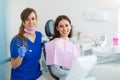 Dentist and patient in dentist office Royalty Free Stock Photo