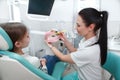 Professional dental hygienist working