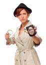 Female Detective With Handcuffs and Badge