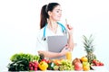 Female dietitian in uniform with stethoscope