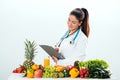 Female dietitian in uniform with stethoscope