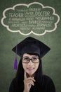 Female diploma thinking about her future career Royalty Free Stock Photo