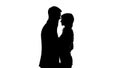 Female director shadow tenderly kissing her subordinate employee, office romance Royalty Free Stock Photo