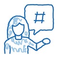 female discontent doodle icon hand drawn illustration