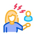 Female discussion and conviction icon vector outline illustration