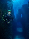 Female diver at Formiche Reef, between Procida and Iscia.