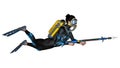 Female Diver with Spear Gun