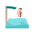 Female diving in a pool cartoon icon Royalty Free Stock Photo
