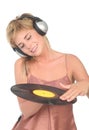 Female DJ Scratching Record