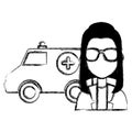 female doctor with ambulance avatar character