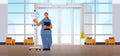 Female doctor anesthesiologist in uniform holding dropper medicine healthcare concept modern hospital medical clinic