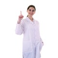 Female doctor assistant scientist in white coat over isolated background Royalty Free Stock Photo