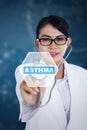 Female doctor with asthma word and stethoscope