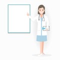 Female Doctor with billboard and medical presentation icon Royalty Free Stock Photo