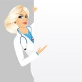 Female doctor with a blank presentation board Royalty Free Stock Photo