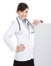 Female doctor with a blankboard Royalty Free Stock Photo