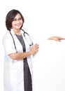 Female doctor with a blankboard