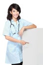 Female doctor with a blankboard