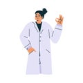 Female Doctor Character as Professional Hospital Worker Showing Ok Gesture Vector Illustration