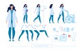 Female Doctor Character Constructor Vector Set Royalty Free Stock Photo
