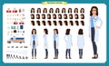 Female doctor character creation set.Front, side, back view animated character.Doctor character creation set with various views Royalty Free Stock Photo