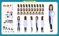 Female doctor character creation set.Front, side, back view animated character.Doctor character creation set with various views Royalty Free Stock Photo