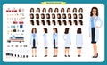 Female doctor character creation set.Front, side, back view animated character.Doctor character creation set with various views Royalty Free Stock Photo