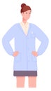 Female doctor character. Smiling confident woman in lab coat