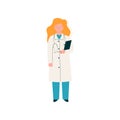 Female Doctor Character with Stethoscope and Clipboard, Worker of Medical Clinic or Hospital in Uniform Vector Royalty Free Stock Photo