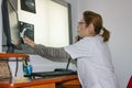 female doctor checking a x ray of a patient f Royalty Free Stock Photo