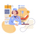 Female doctor in the clinic. Flat stylized illustration