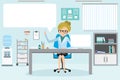 Female Doctor dentist in office room,medical furniture and equipmen Royalty Free Stock Photo