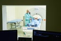 Female doctor doing MRI for male patient in clinic Royalty Free Stock Photo