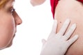 Female doctor examine skin