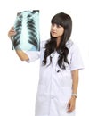 Female doctor examining an x-ray Royalty Free Stock Photo
