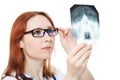 Female doctor examining X-ray image Royalty Free Stock Photo