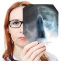 Female doctor examining X-ray image Royalty Free Stock Photo