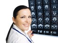 Female doctor examining x-ray picture Royalty Free Stock Photo