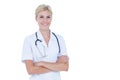 Female doctor folding arms Royalty Free Stock Photo