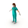 Female doctor full length portrait on white 3D Illustration