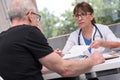 Female doctor giving prescription to her patient Royalty Free Stock Photo