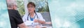 Female doctor giving prescription to her patient. panoramic banner Royalty Free Stock Photo