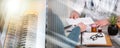 Female doctor giving prescription to her patient; multiple exposure Royalty Free Stock Photo