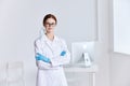 female doctor with glasses medical uniform professional hospital work